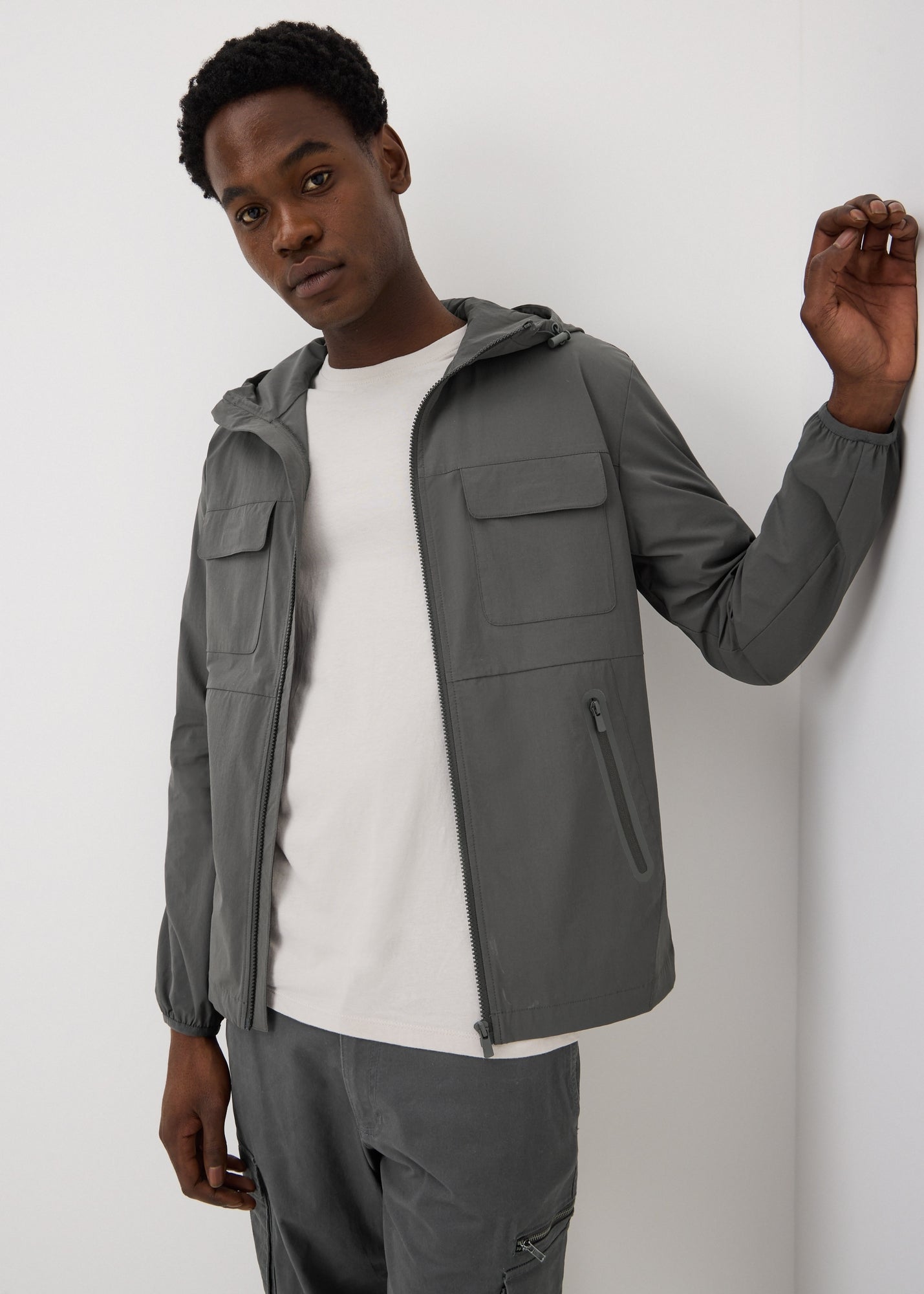 Charcoal Hooded Co Ord Windbreaker - S | Matalan