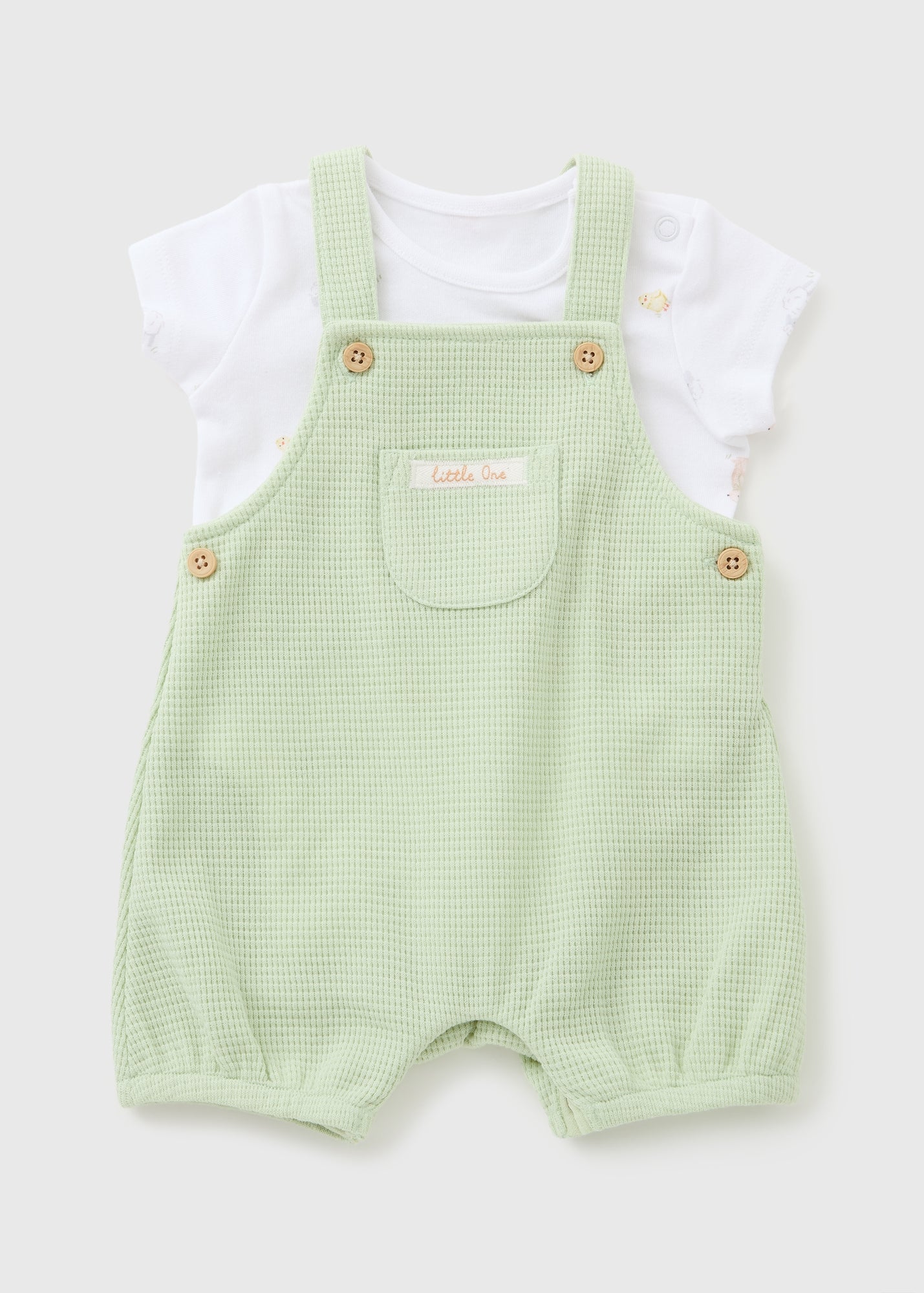 Baby Green Knitted Top & Dungaree Set (Newborn-12mths) - 0-3