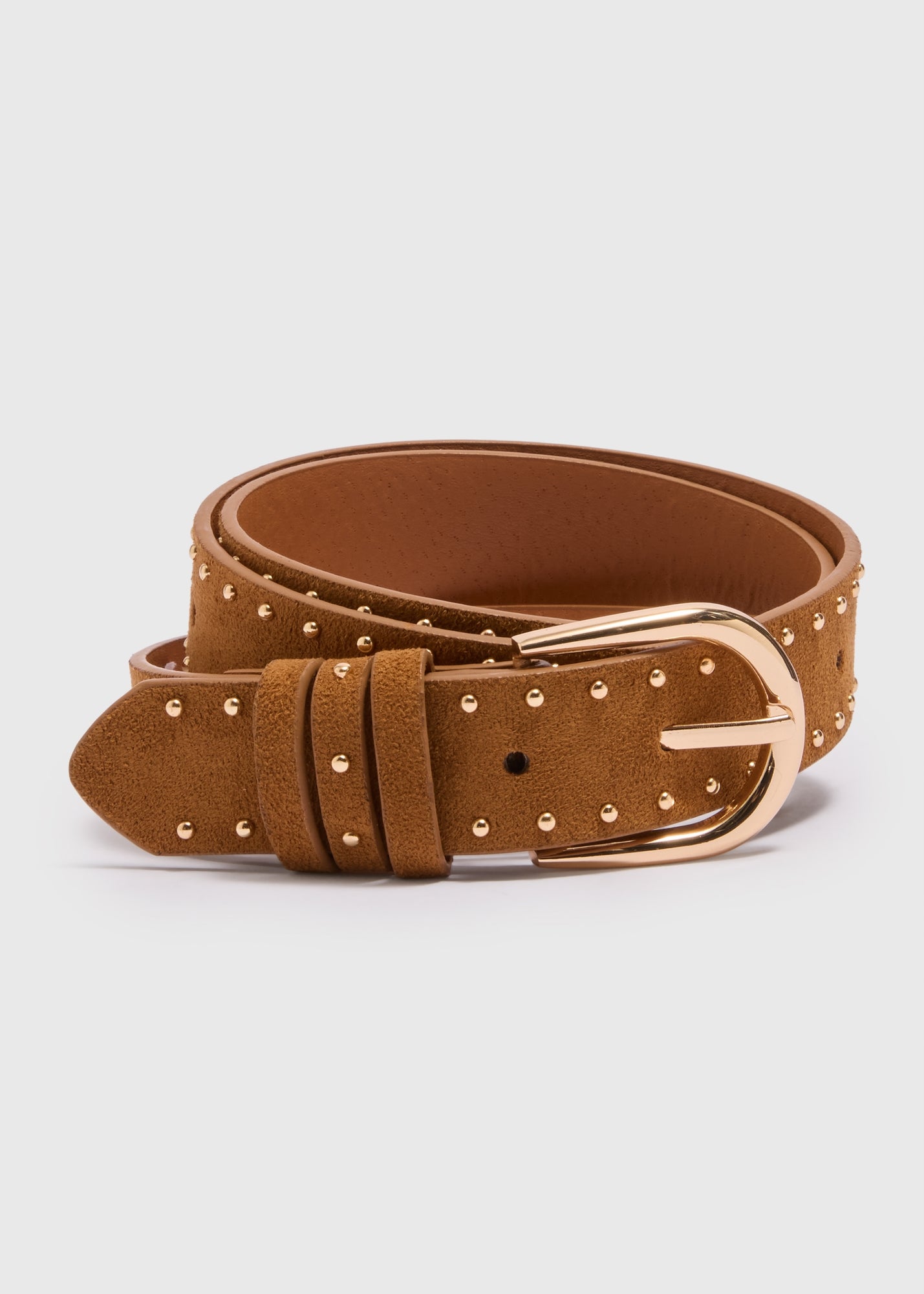 Brown Tan Suede Laser-Cut Brass Studded Wide Leather Belt Brown Studded Belt - Etsy main image 4