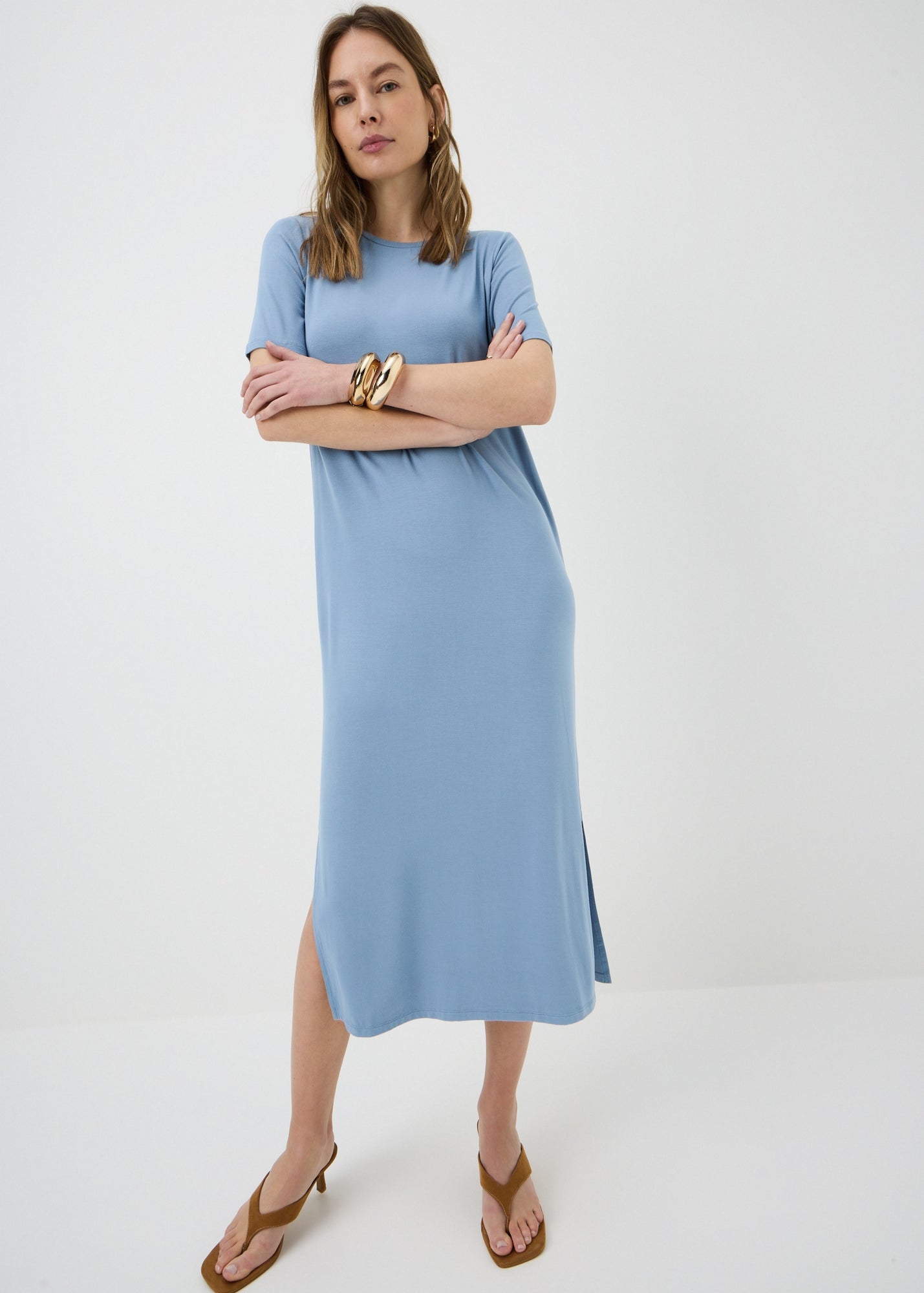 blue dress for baby girl Organic Cotton Knitted Tee Shirt Dress – United By Blue