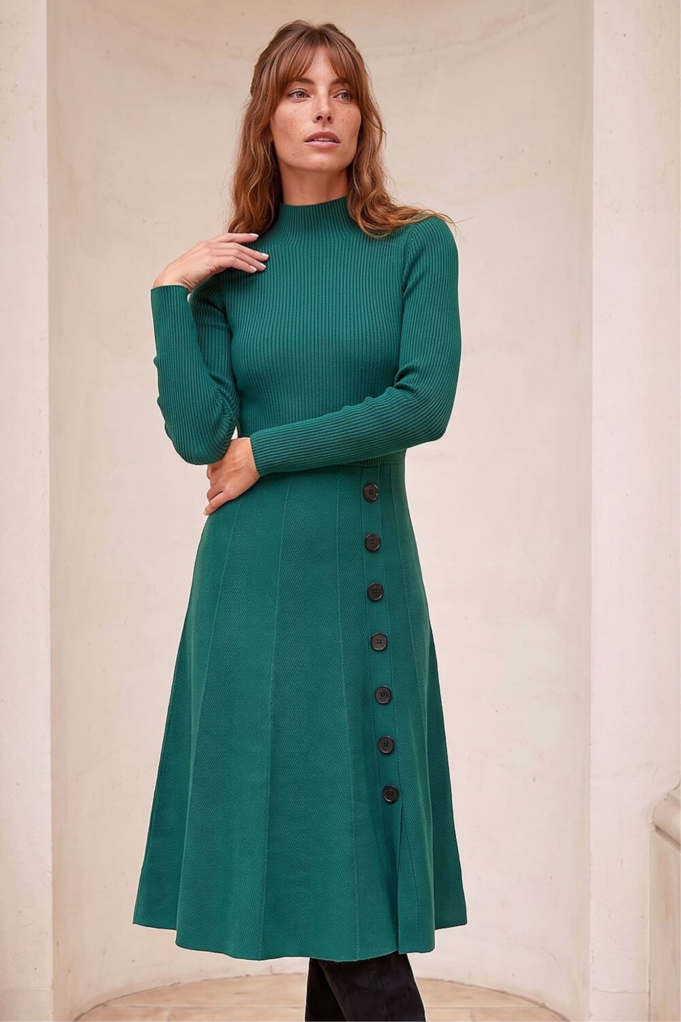 farm rio x anthropologie scalloped halter linen blend dress Knit Cutout Mini at MarketFair Shoppes in Princeton, NJ product_family:2L13018P main image 0