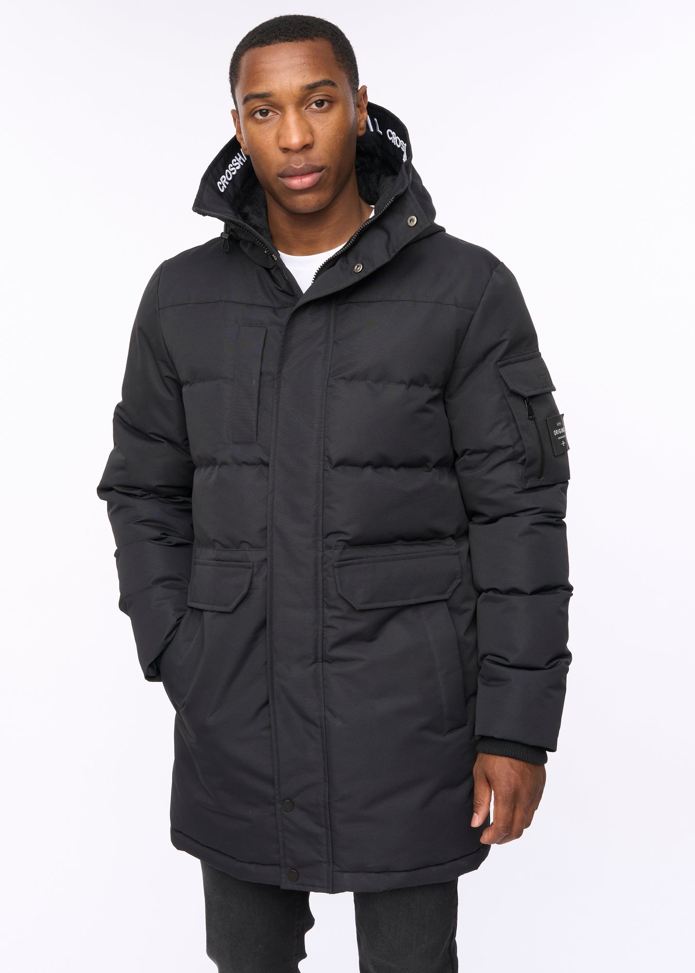 黒M【WACKOMARIA】HEAVY HOODED Crosshatch Black Milwaka Long Jacket - S | Matalan