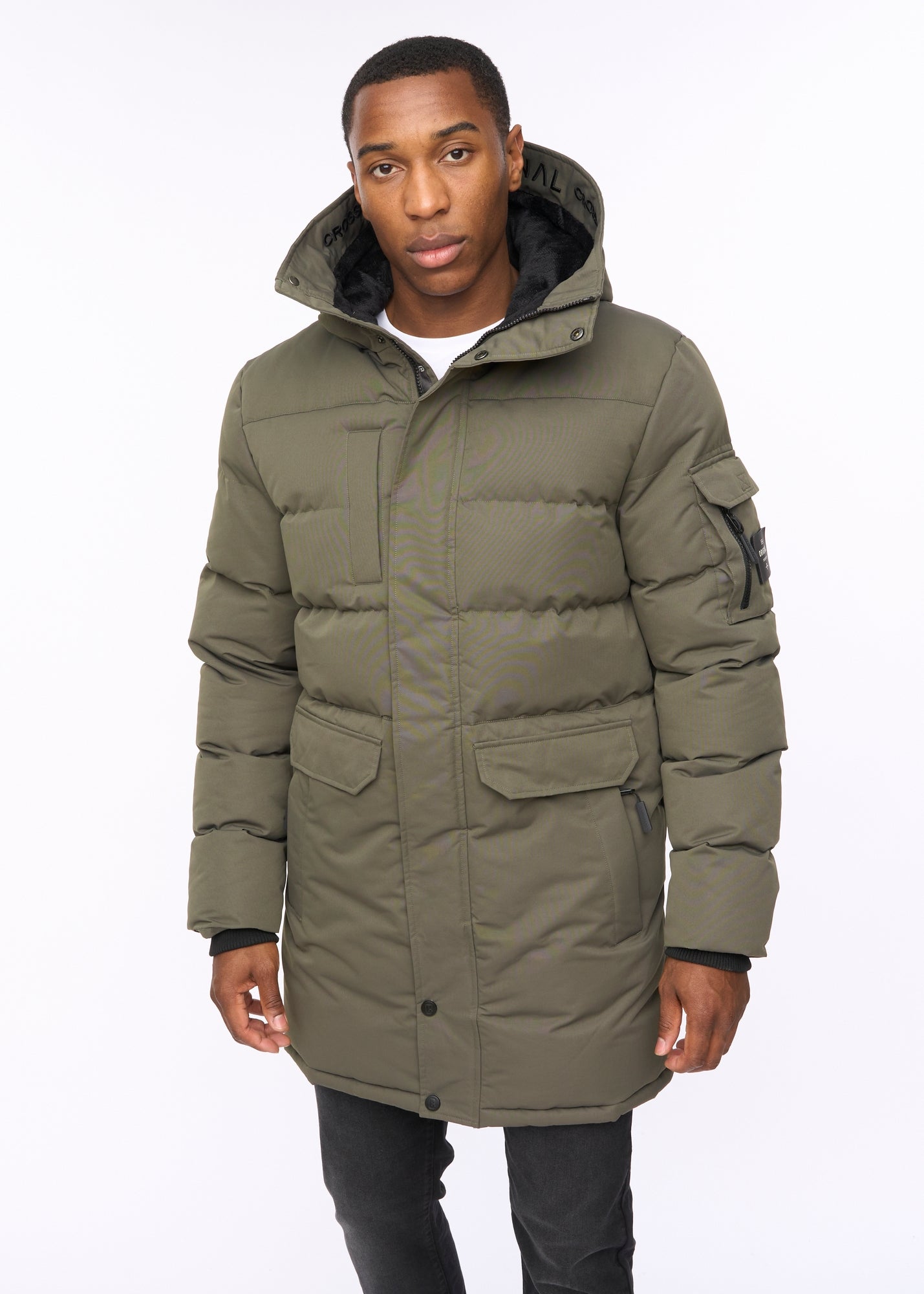 Crosshatch Olive Milwaka Long Jacket - M | Matalan