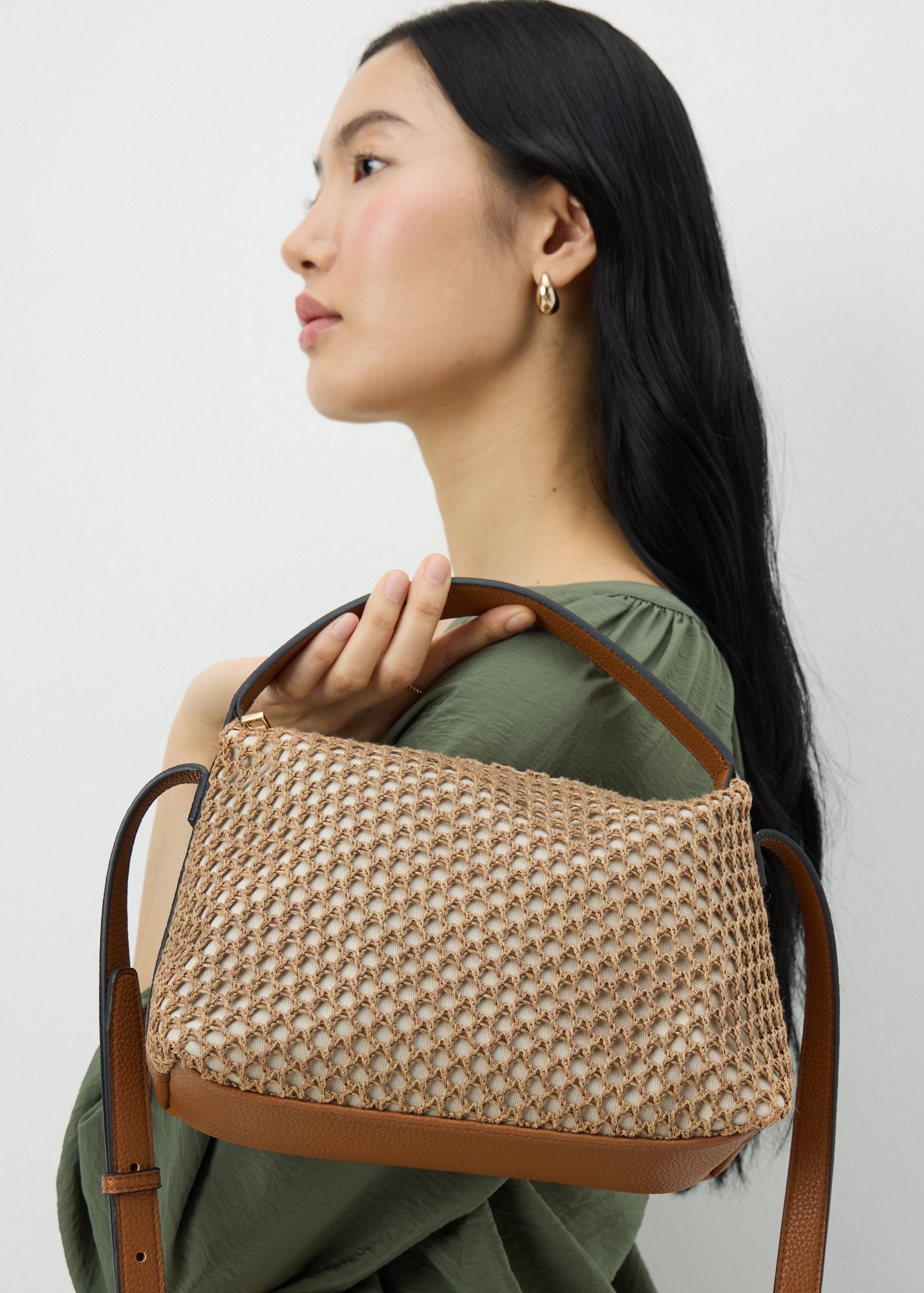 Natural Straw Camera Bag - One Size