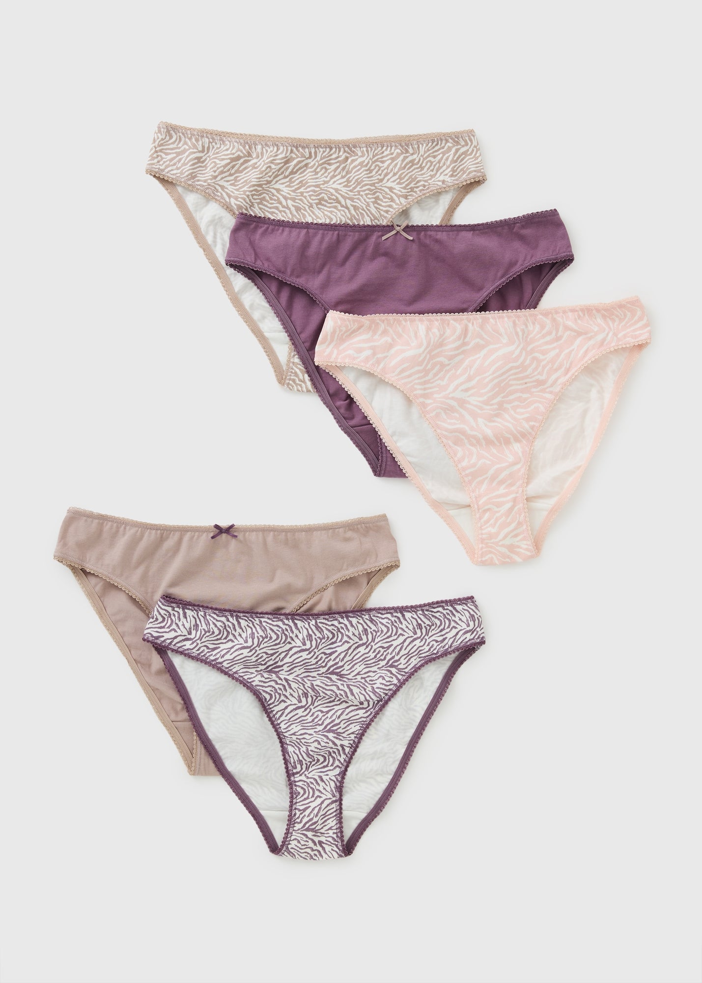 5 Pack Burgundy Zebra High Leg Knickers - 8 | Matalan