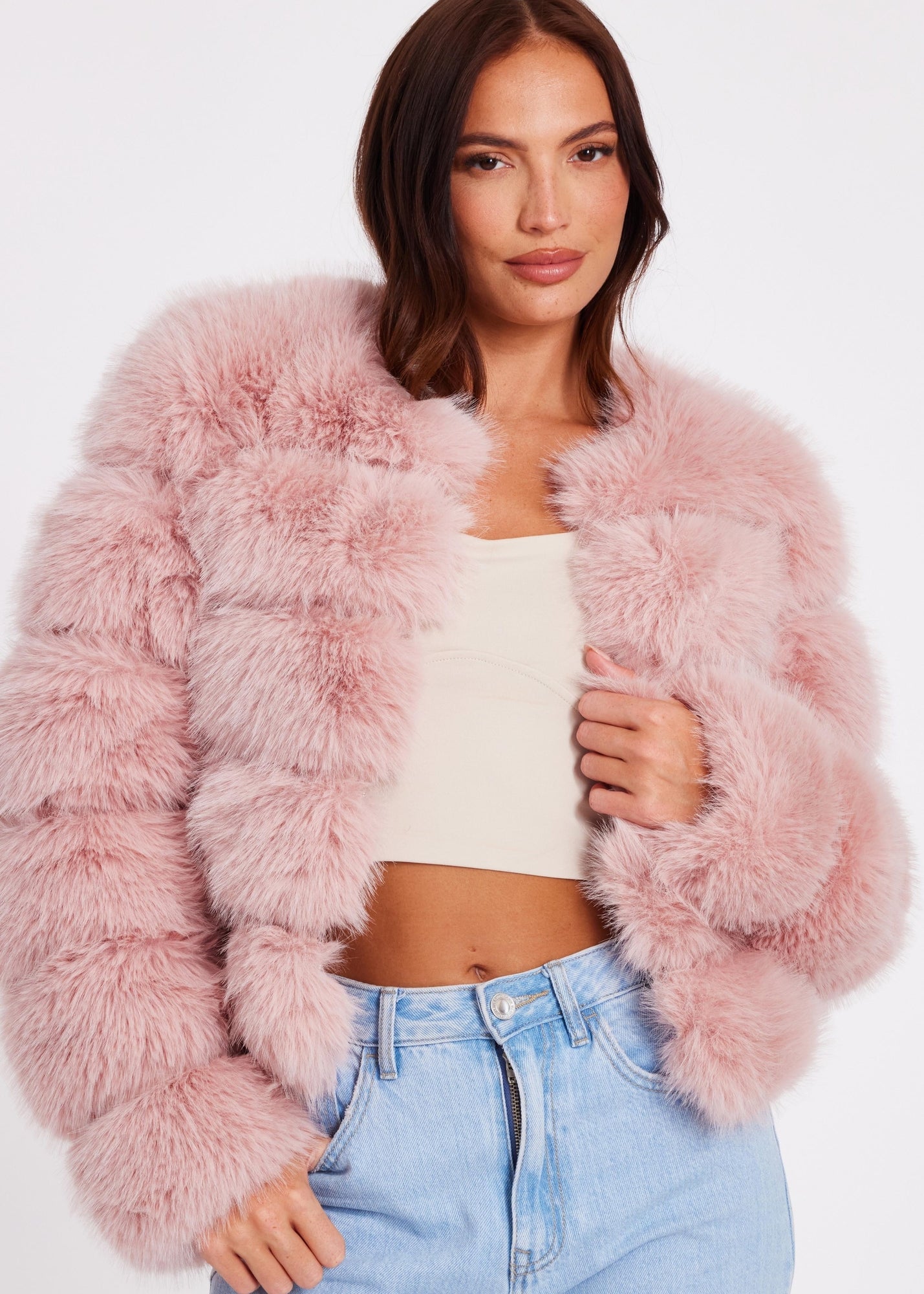 Quiz Pink Faux Fur Jacket - 16