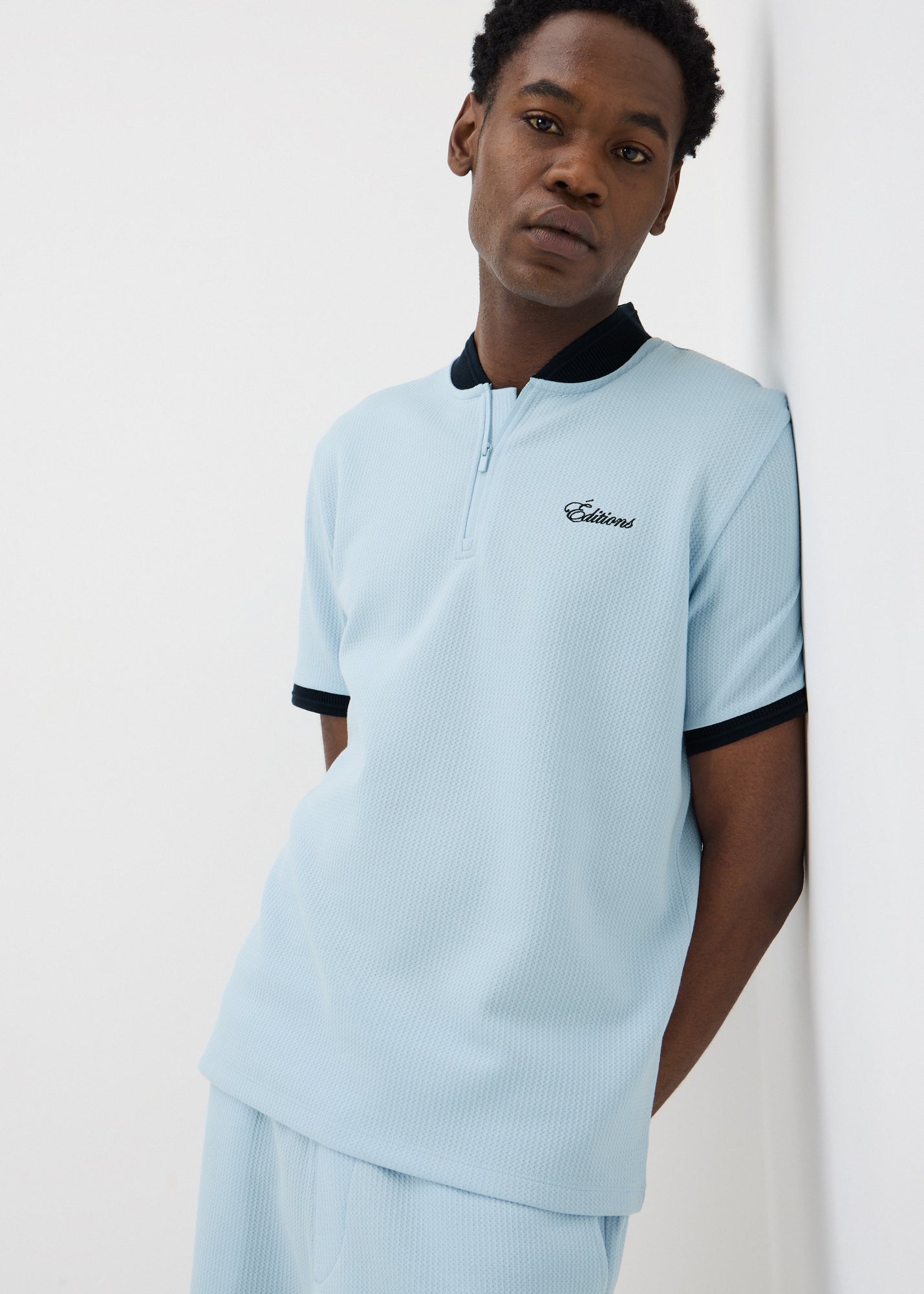 Dark Grey Textured Editions Co Ord Polo Shirt - S | Matalan