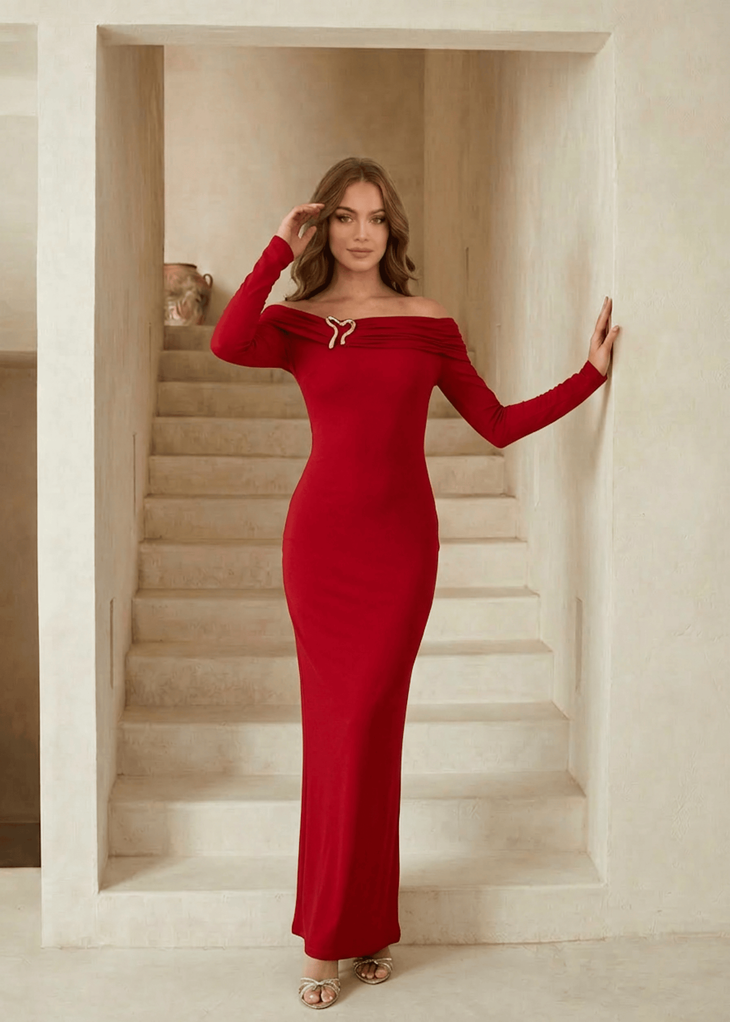 red chi chi london dress Chi Chi Ruffle Sleeve Cut Out Back Maxi Dress in Red, Size 16
