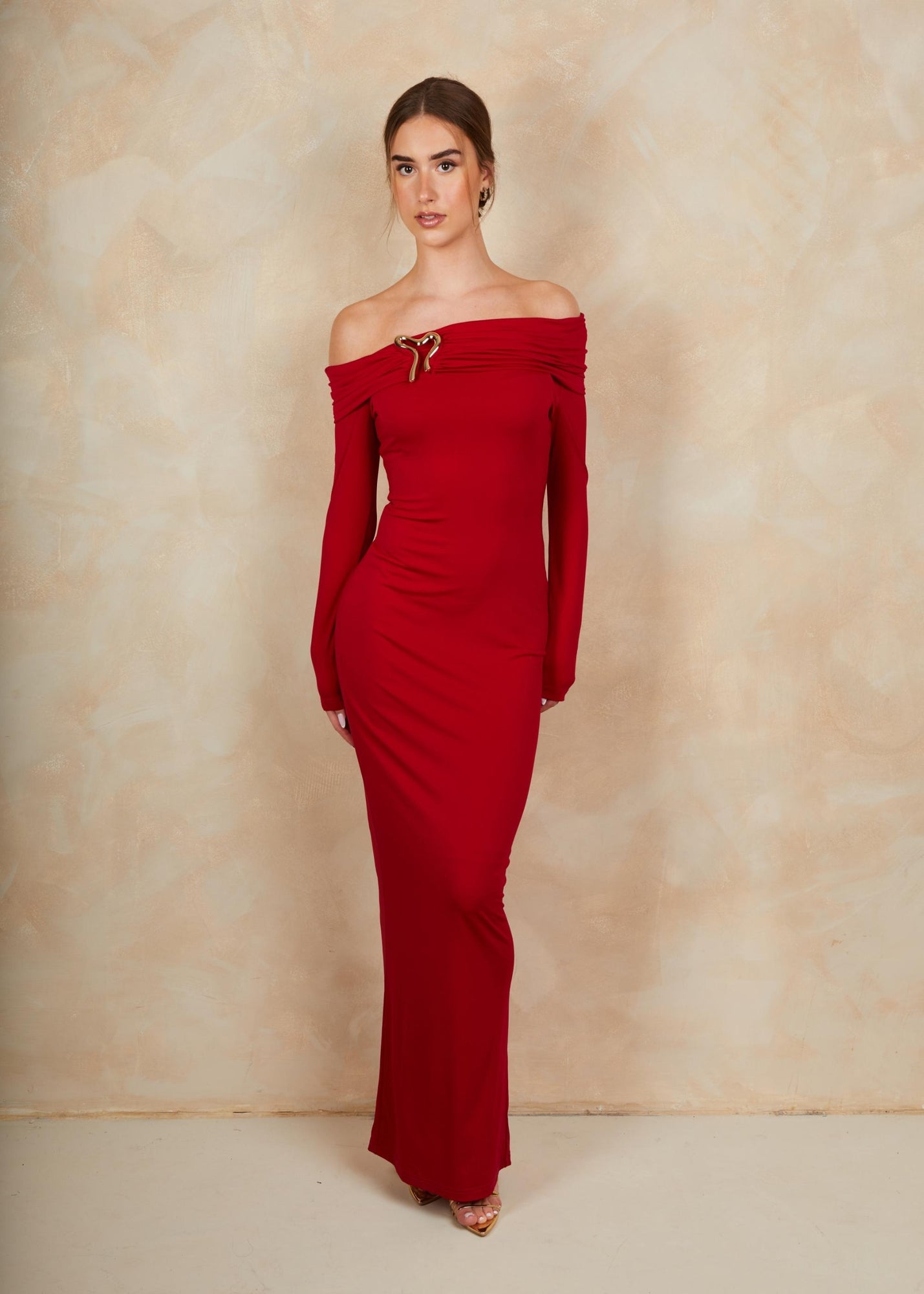 Chi Chi Red Bardot Dress Bardot Lace Midi Dress In Burgundy Chi Chi London  UK