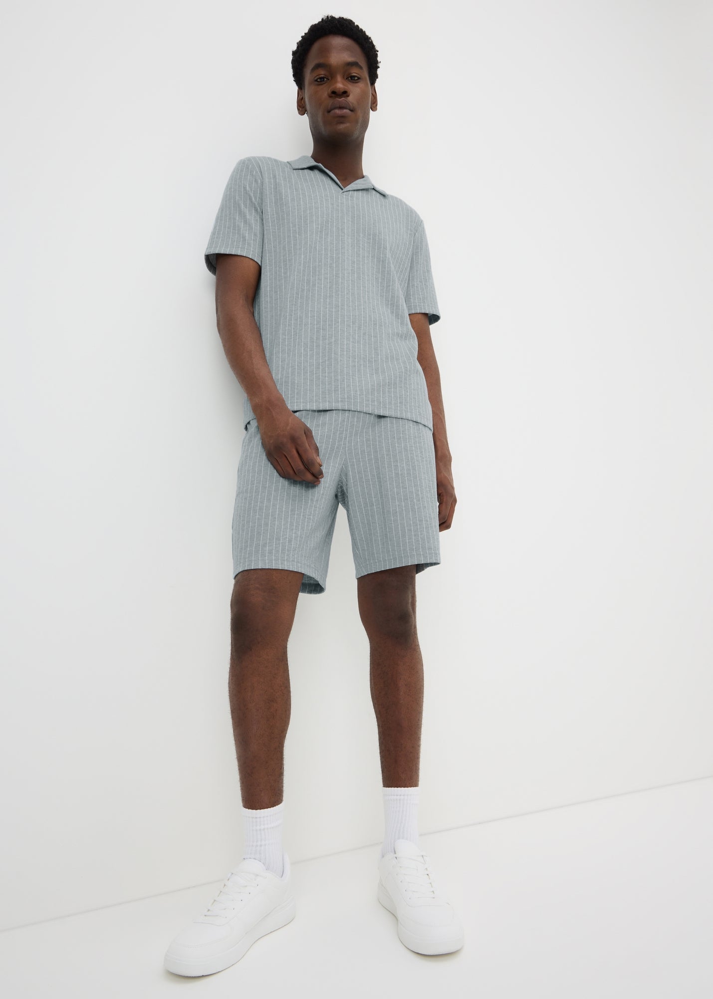 Grey Pinstripe Co Ord Shorts - S | Matalan