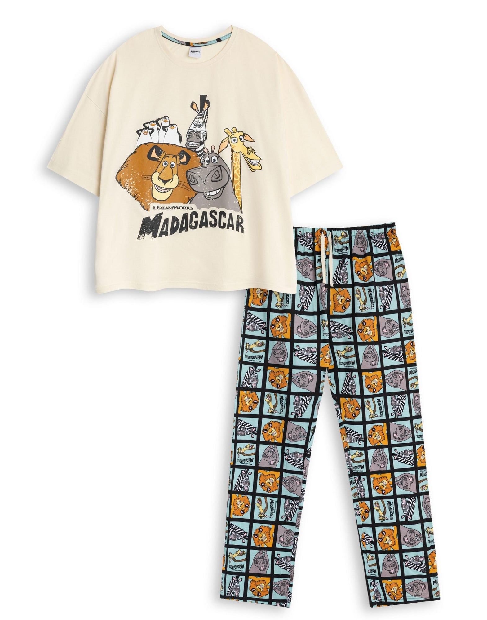 Vanilla Underground Disney Madagascar Adults Beige Short Sleeve Pyjama ...