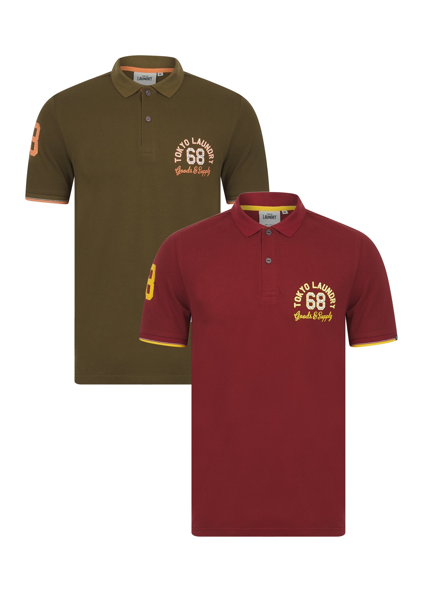 Tokyo Laundry Olive 2-Pack Cotton Pique Sporty Polo Shirt With
