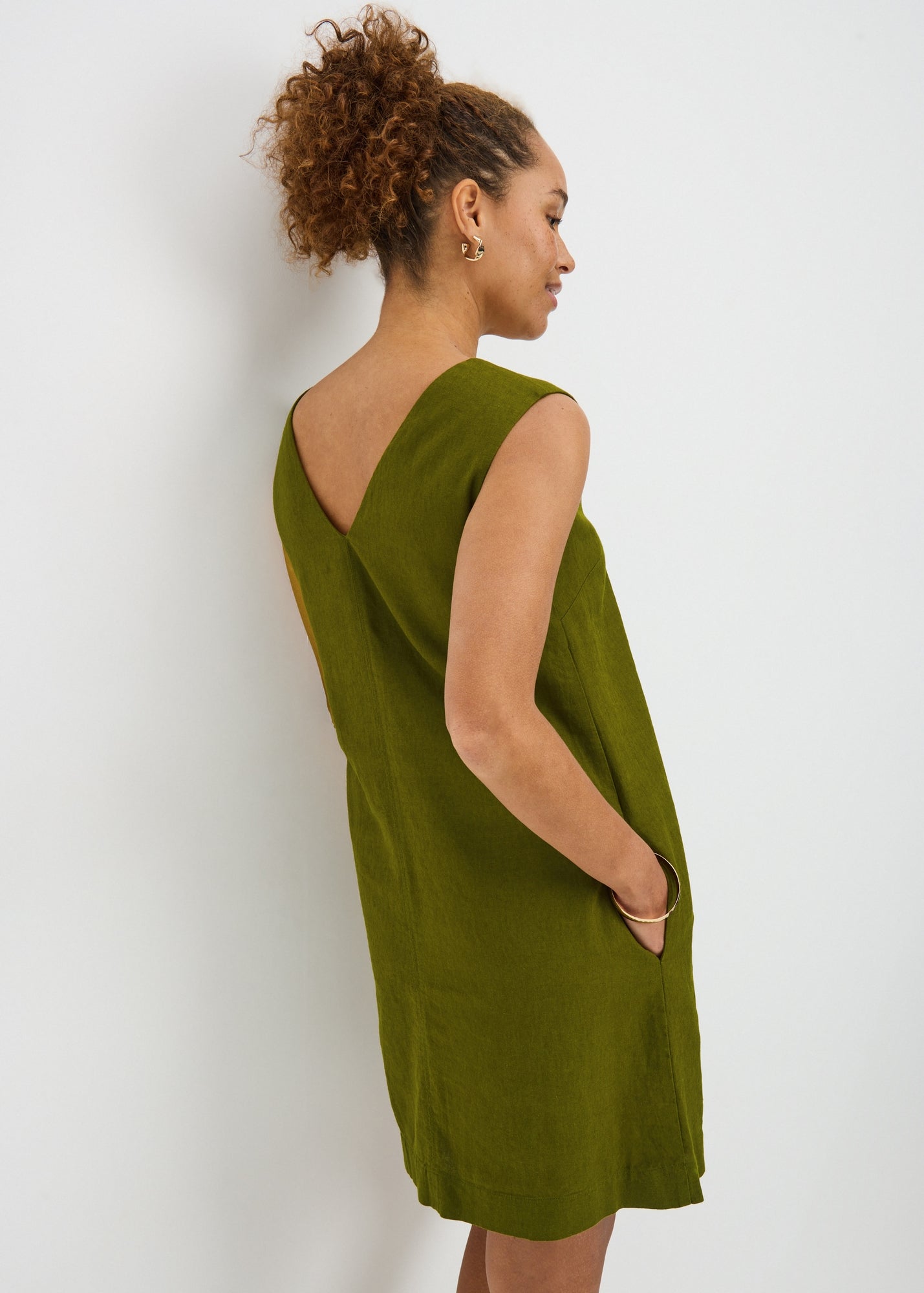 Olive Linen Blend Maxi Dress - 8 | Matalan
