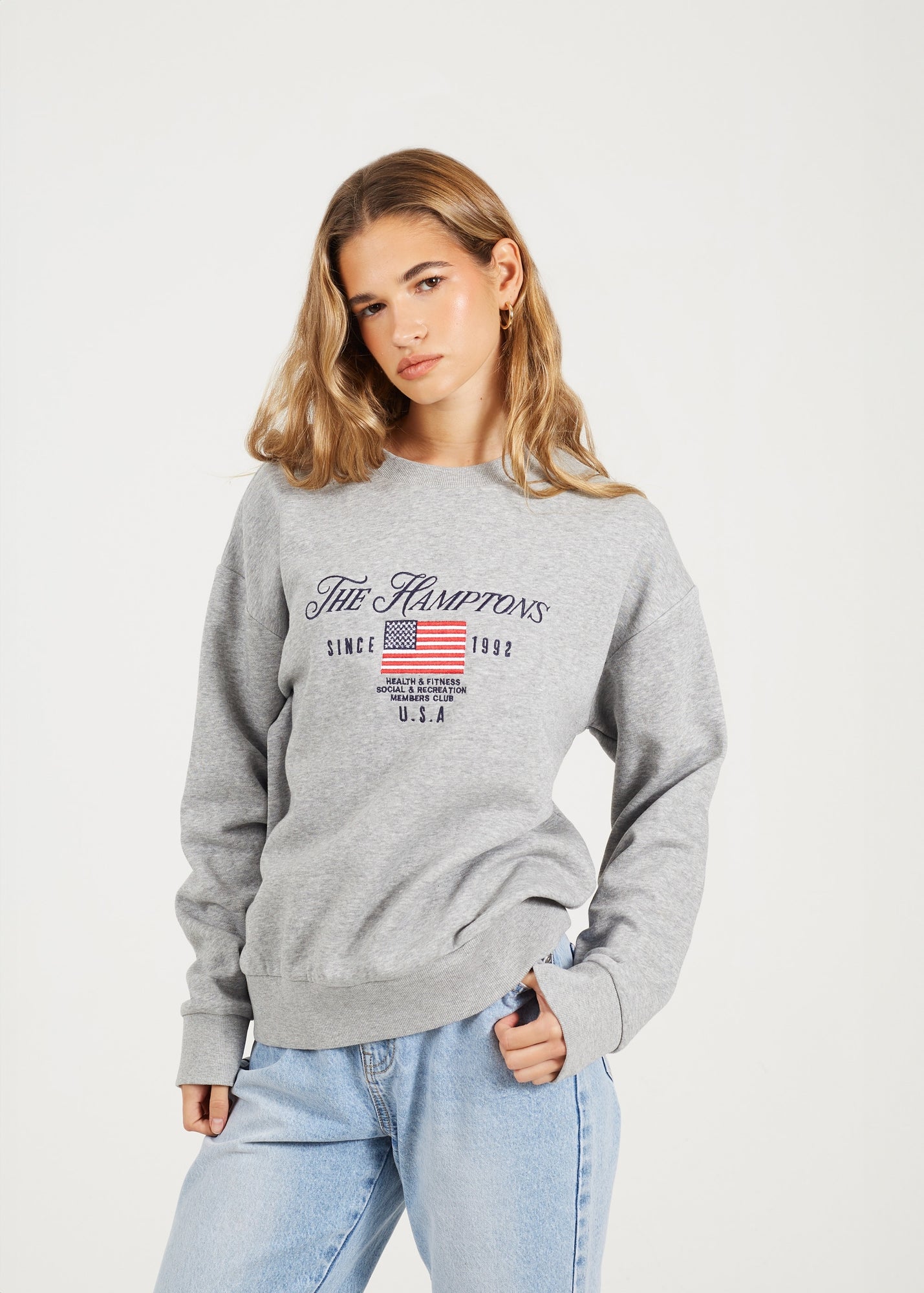 Brave Soul Grey Crew Neck Embroidered Sweatshirt - XL