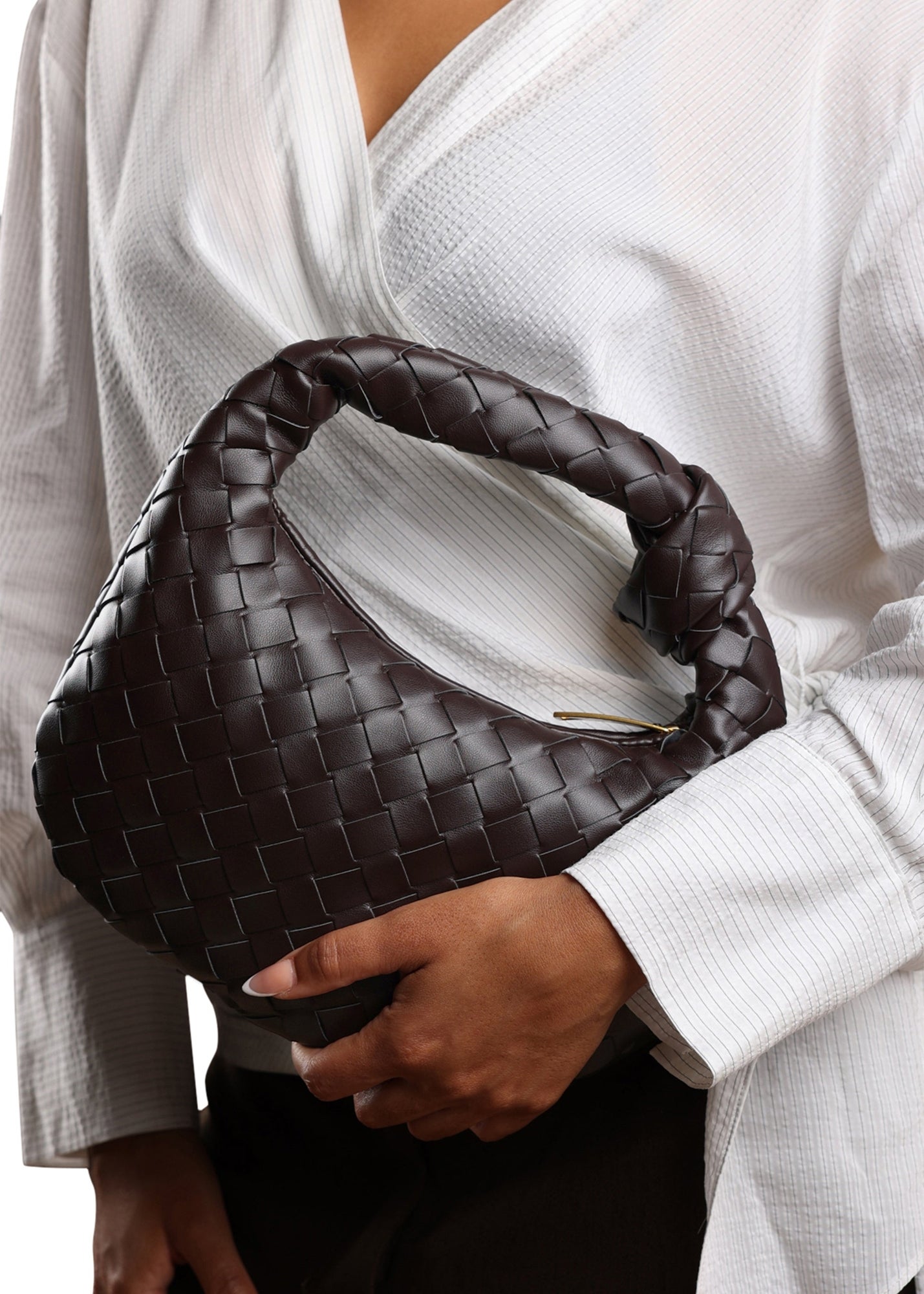 Where's That From Bay Dark Brown Patent Shoulder Bag - One Size