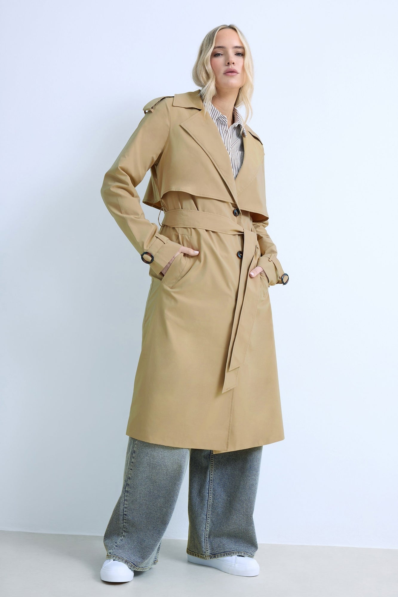 Long Tall Sally Stone Brown Trench Coat - 12 | Matalan