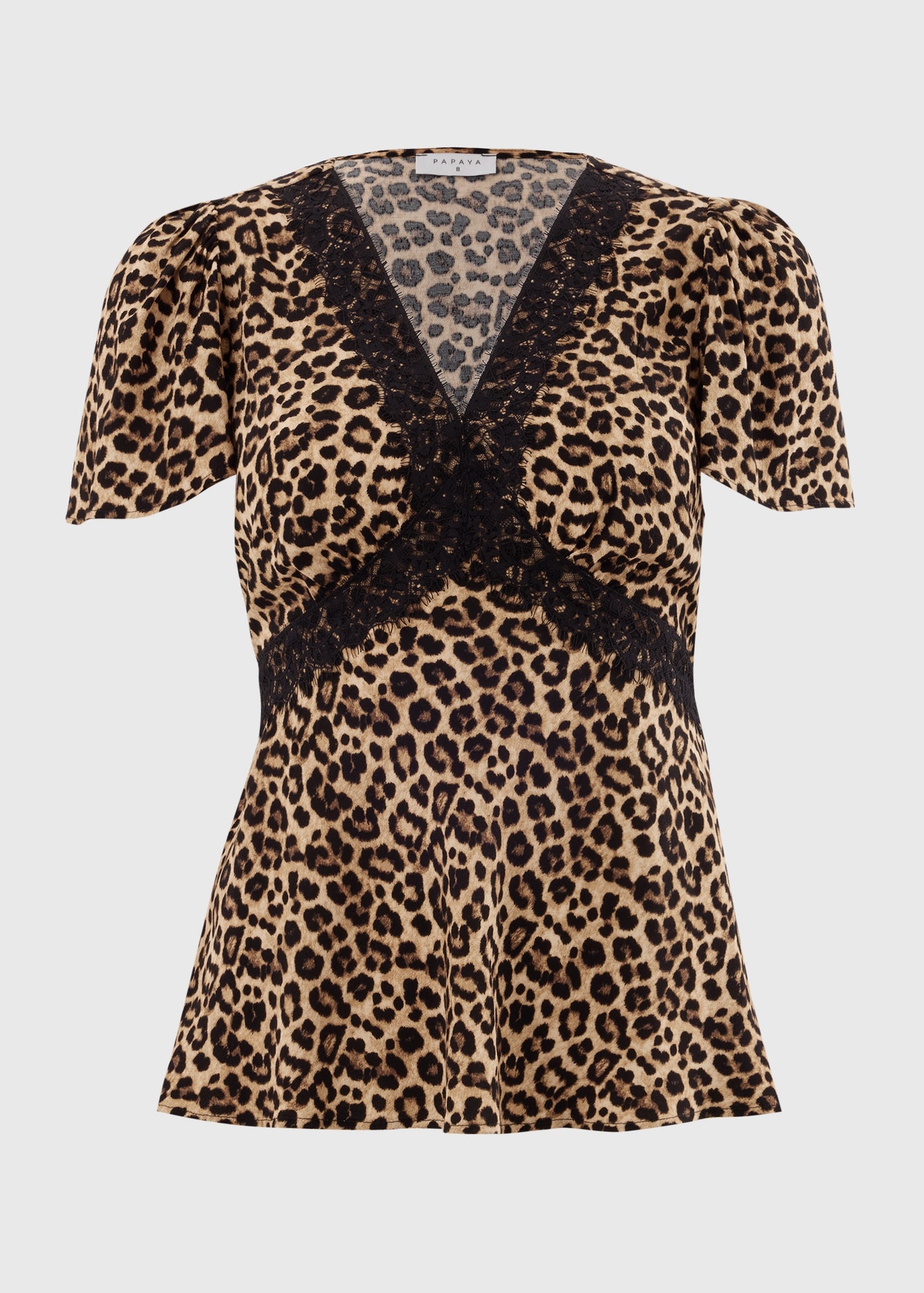 Brown Leopard Print Lace Co Ord Tea Top - 8 | Matalan