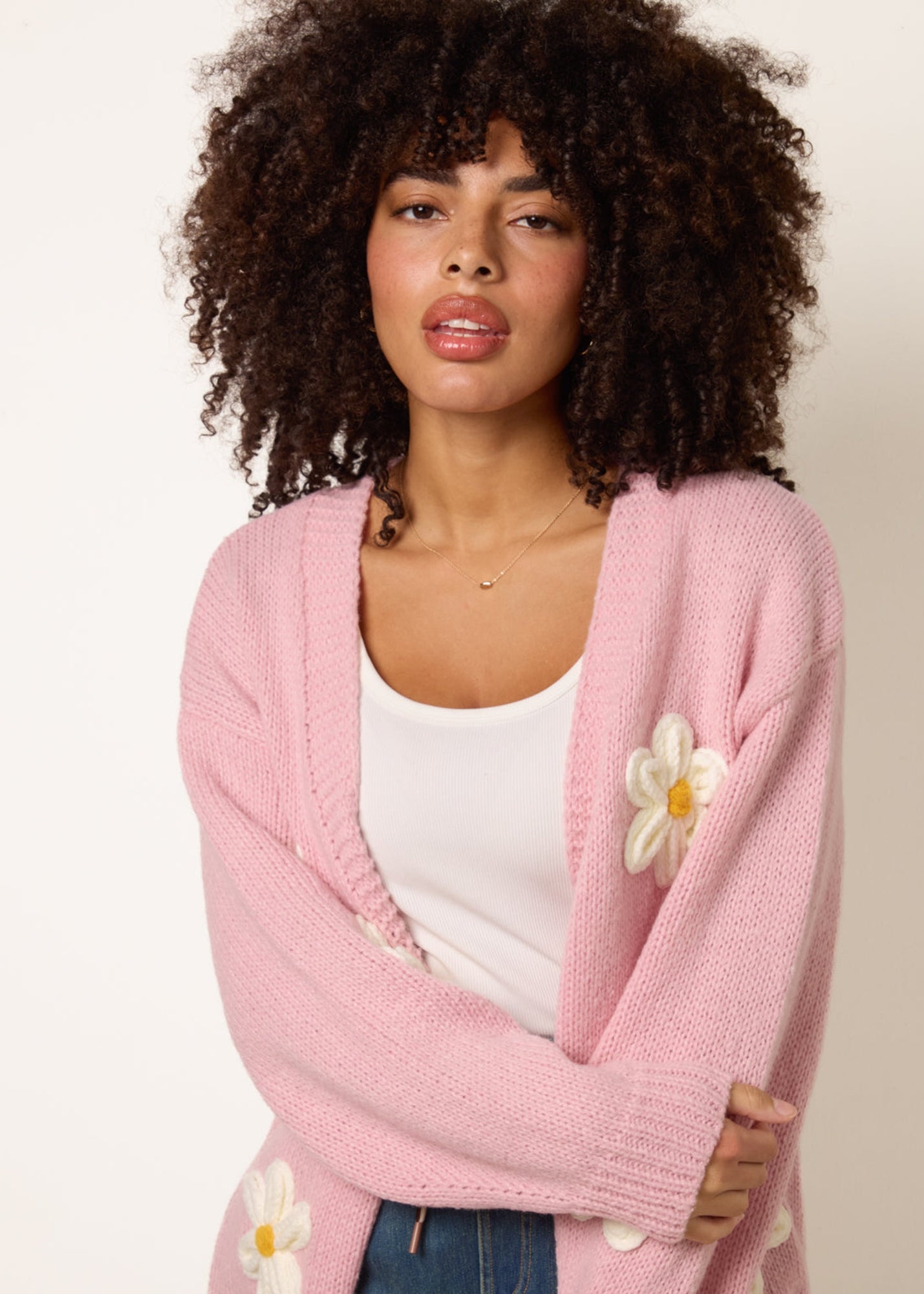 Blue Vanilla Beige Crochet Embellished Floral Cardigan - S/M | Matalan