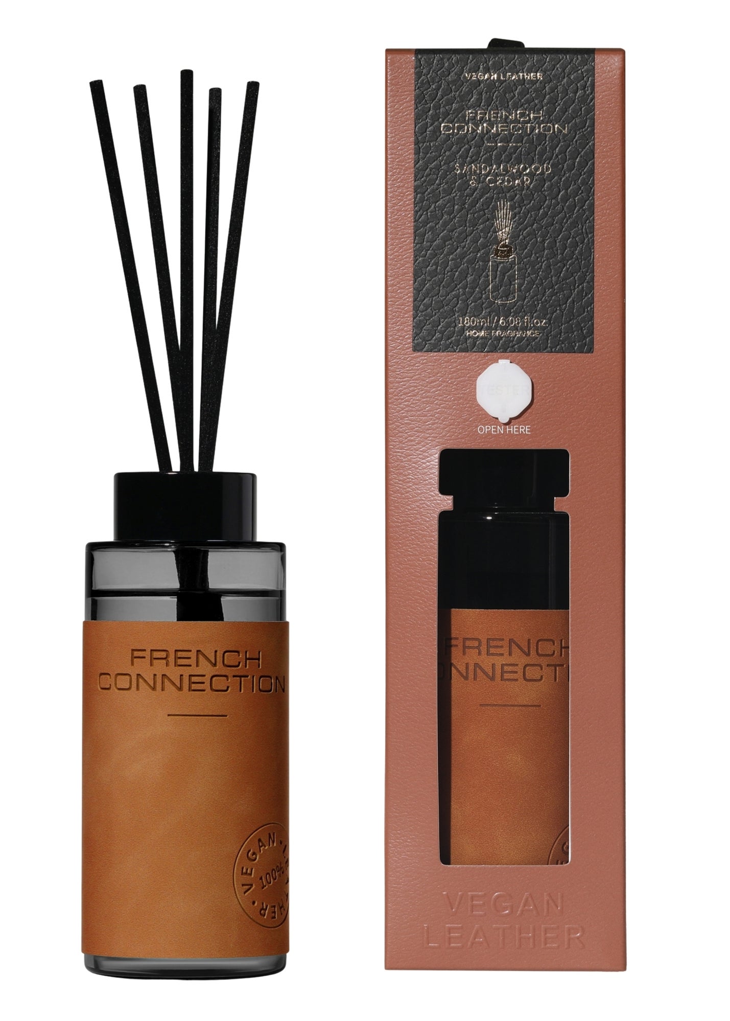 French Connection Reed Diffuser 180ML Leather Range Sandalwood & Cedar ...