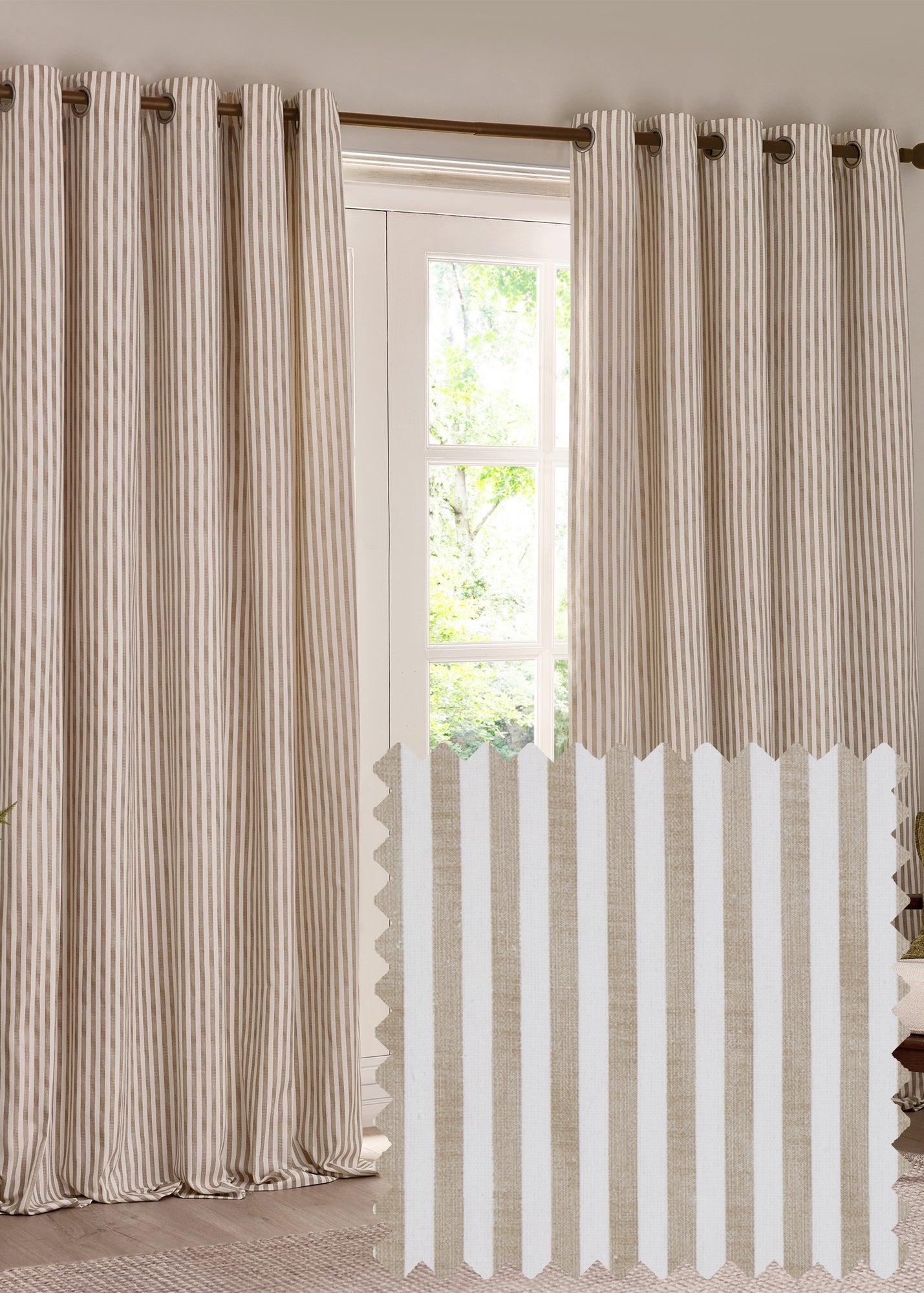 Pineapple Elephant Zanzibar Woven Stripe Voile Curtain Panel