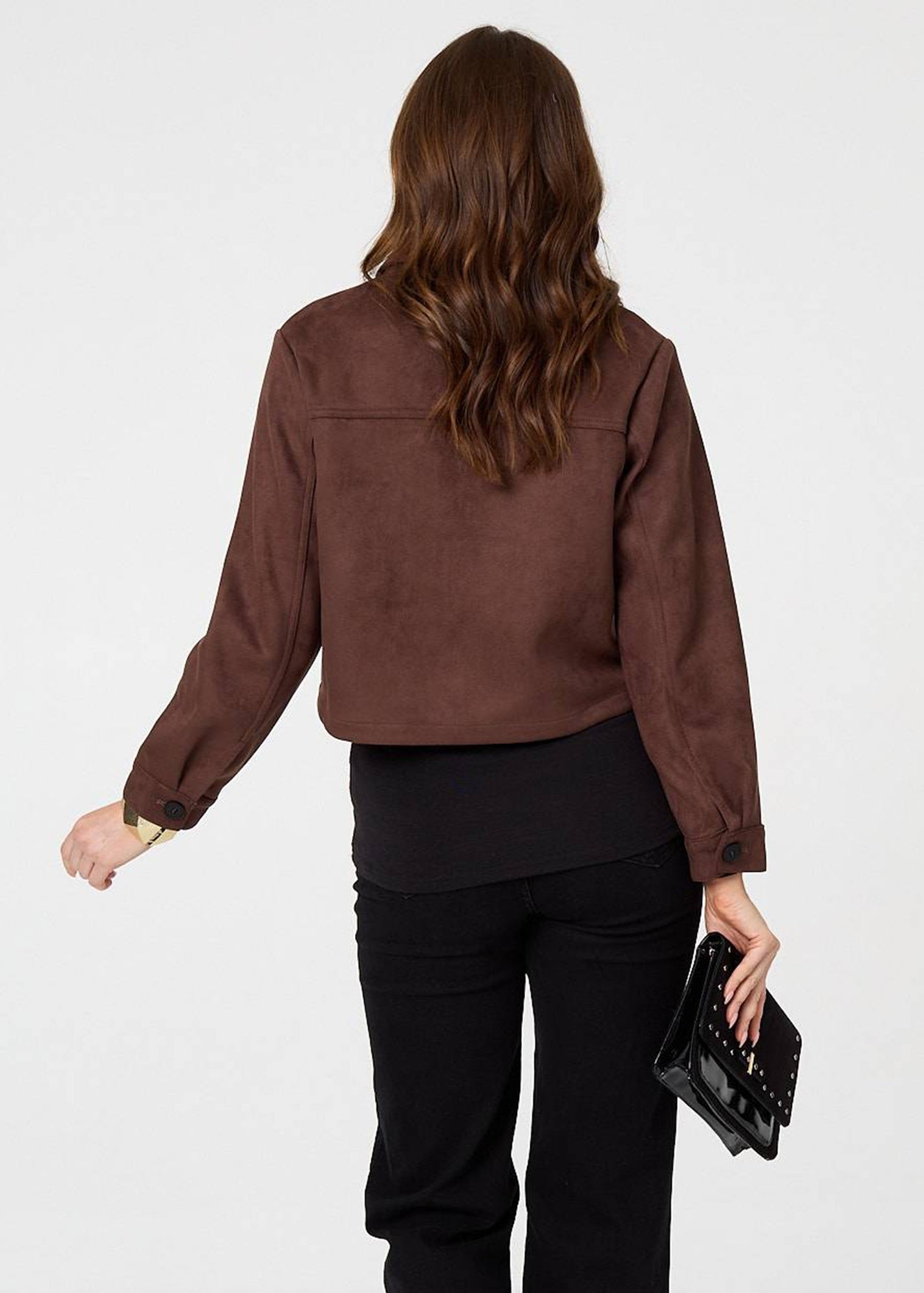 Izabel London Beige Buckled Pocket Detail Cropped Jacket - 12
