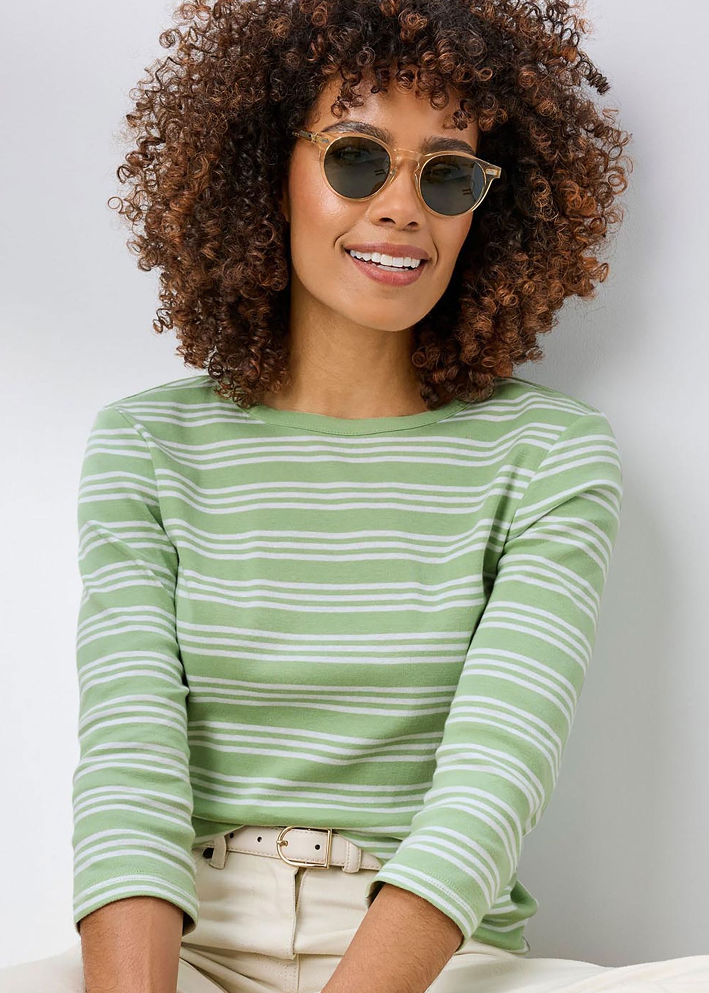 Cotton Traders Light Jade Wrinkle Free Boat Neck Top - 18 | Matalan