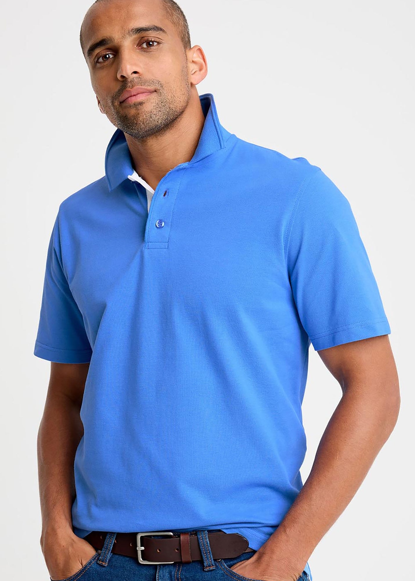 Cotton Traders French Blue Short Sleeve Polo Shirt - 2XL | Matalan