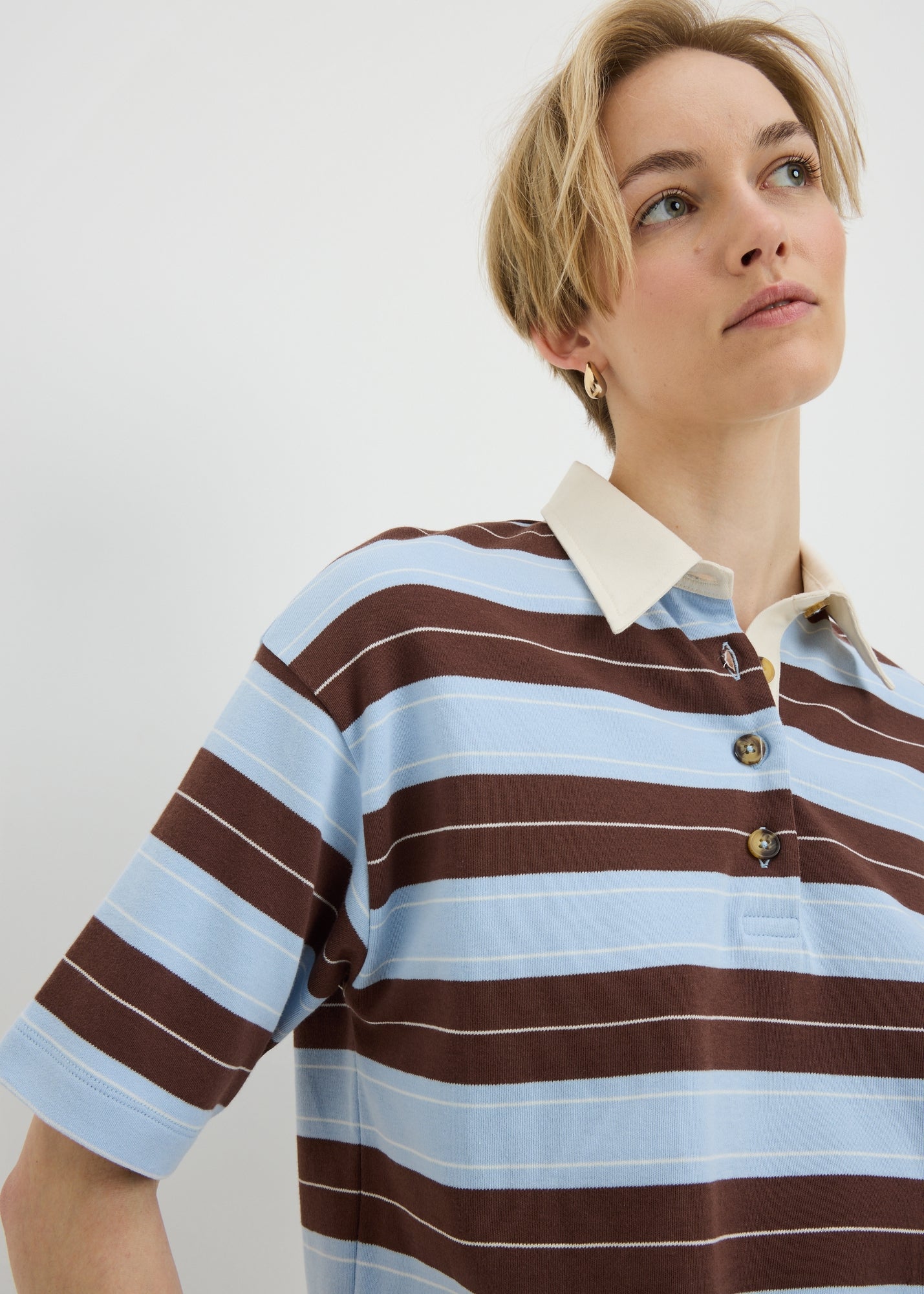 Blue & Brown Stripe Rugby Shirt - 8 | Matalan