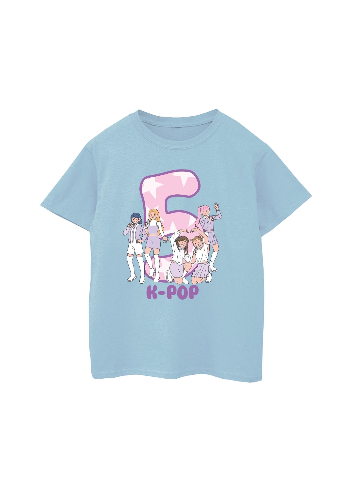 Ada & Ted K-Pop Birthday 7 Girls Baby Blue Graphic T-Shirt (5-8