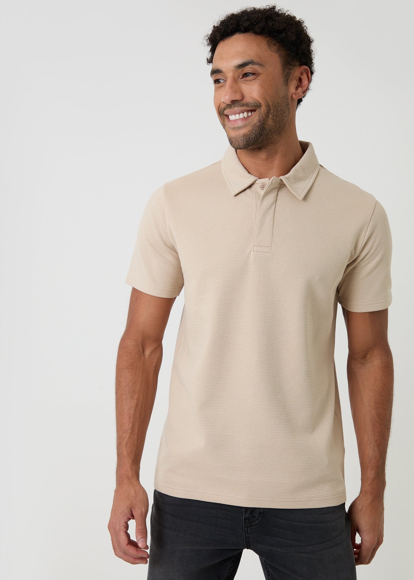 トップス STONE  19SS Cotton Jersey Polo-XL Threadbare Stone Textured Cotton Rich Polo Shirt - 2XL
