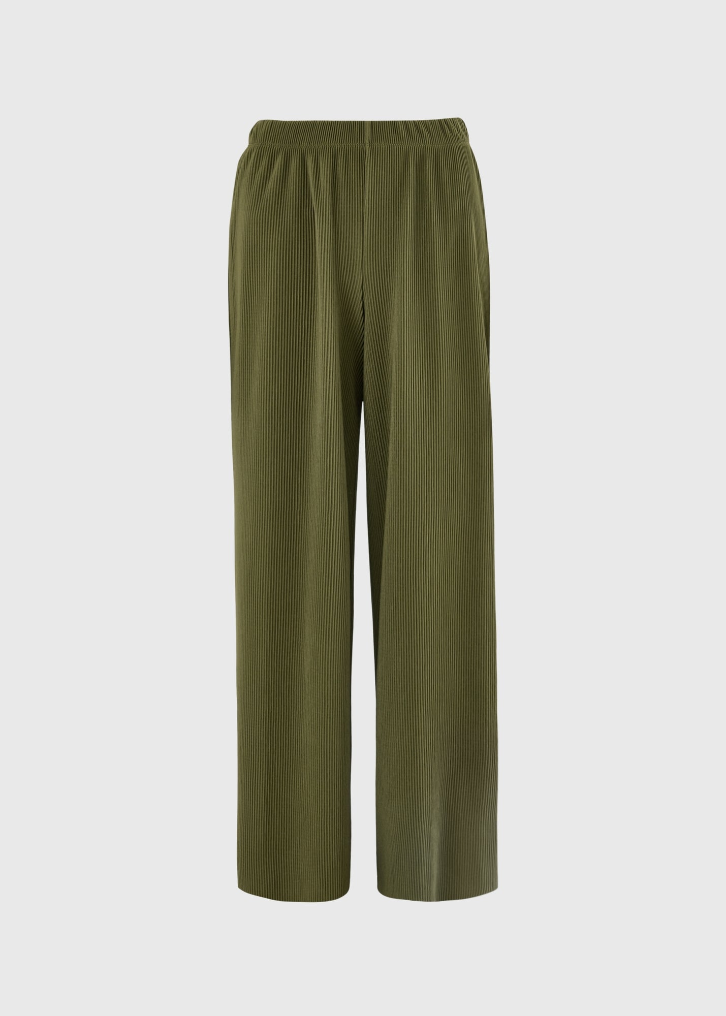 Olive Plisse Wide Leg Co Ord Trousers - 22/L29 | Matalan