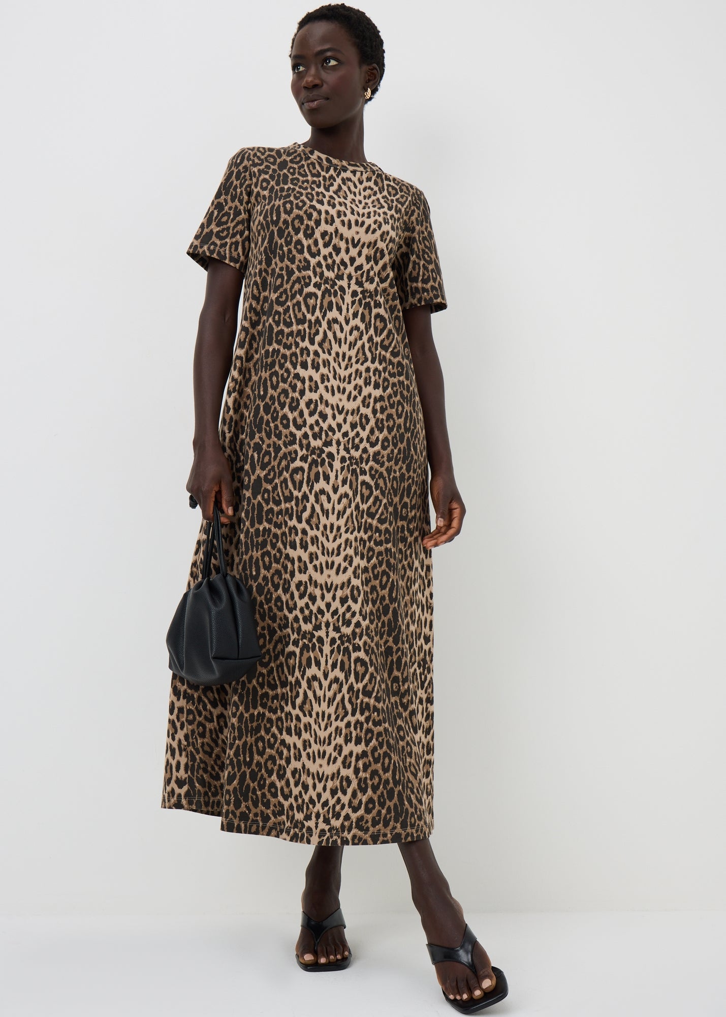 brown animal print dress Midaxi T-Shirt - 8 US 4 / LIGHT Jr Size 90% Nylon Color:Long sleeves