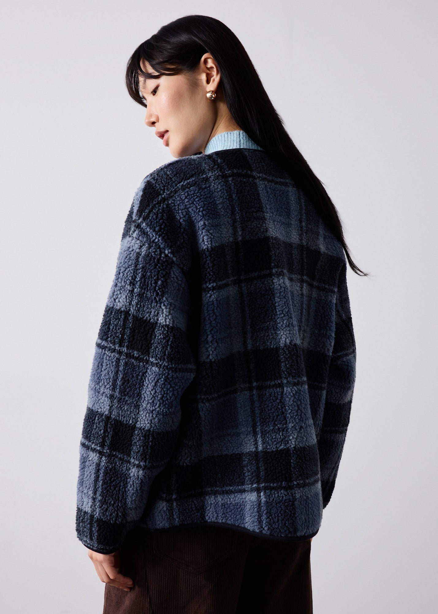 Blue Check Fleece Jacket - XS | Matalan