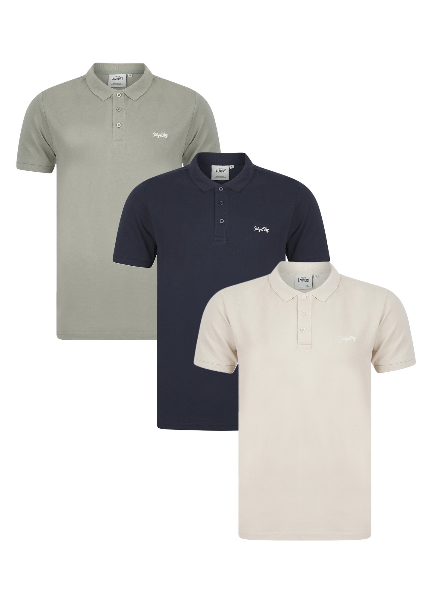 Tokyo Laundry Navy 3-Pack Embroidered Logo Polo Shirt - 2XL | Matalan