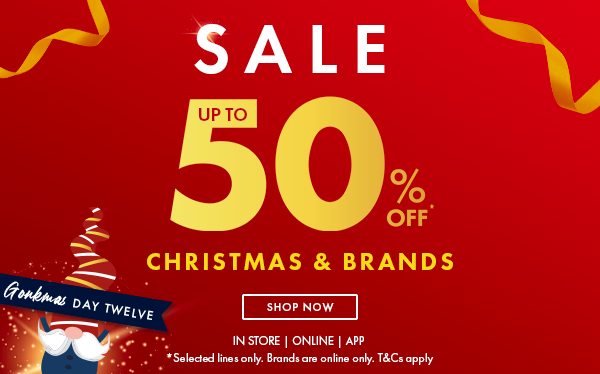 sale - up to 50% off Christmas and Brands