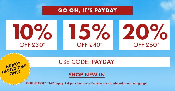 UP TO 20% OFF WITH CODE: PAYDAY