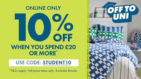 10% off when you spend £20 or more with code: student10