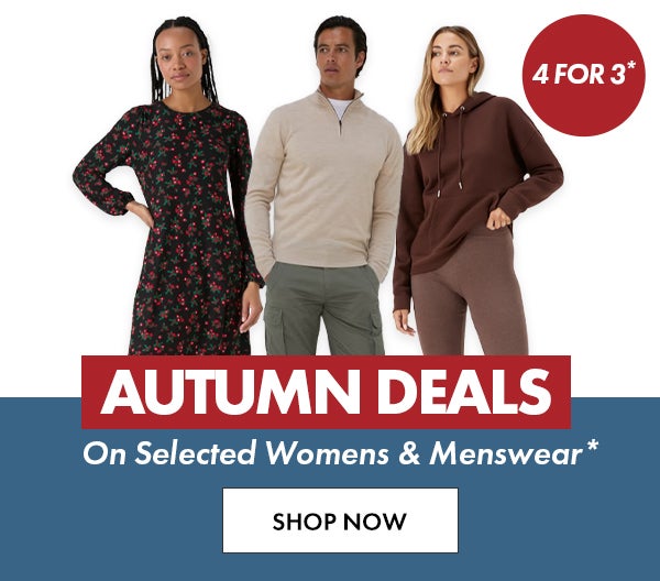 4 for 3 On Selected Womens & Menswear