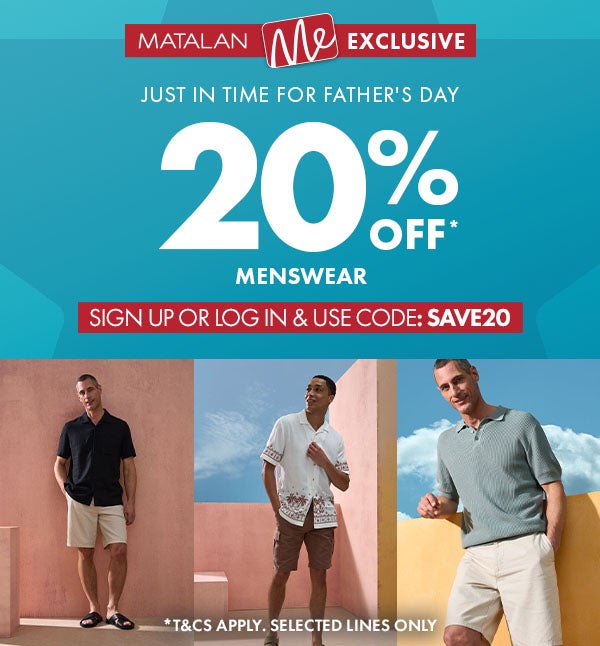 20% Off Menswear* with Matalan Me