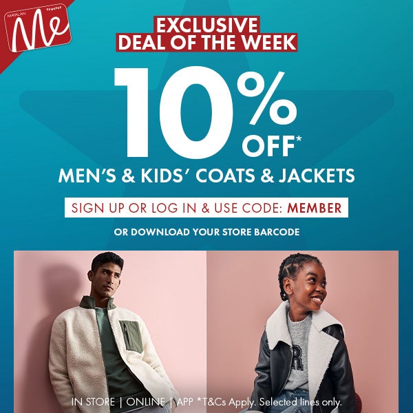 Matalan Me 10% Off Men's & Kids' Coats & Jackets