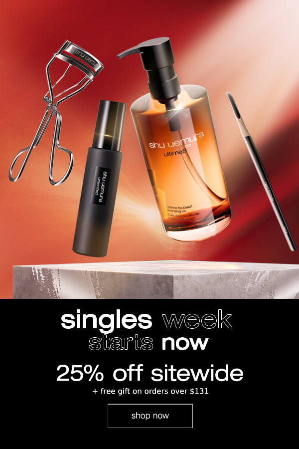 singles week starts now. 25% off sitewide + free gift on orders over $131. shop now.