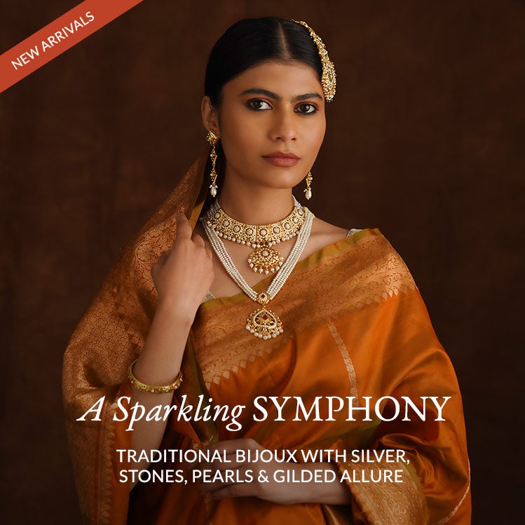 A sparkling symphony, Traditional bijoux with silver stones, pearls and gilded allure - Shop now