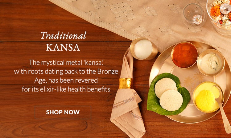 traditional indian homewear called the Kansa range by jarpore north america providing its elixir like health benefits